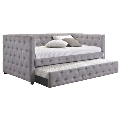 Cross - Upholstered Twin Daybed With Trundle - Gray - The Sleep Loft - Online Mattress Showroom NYC