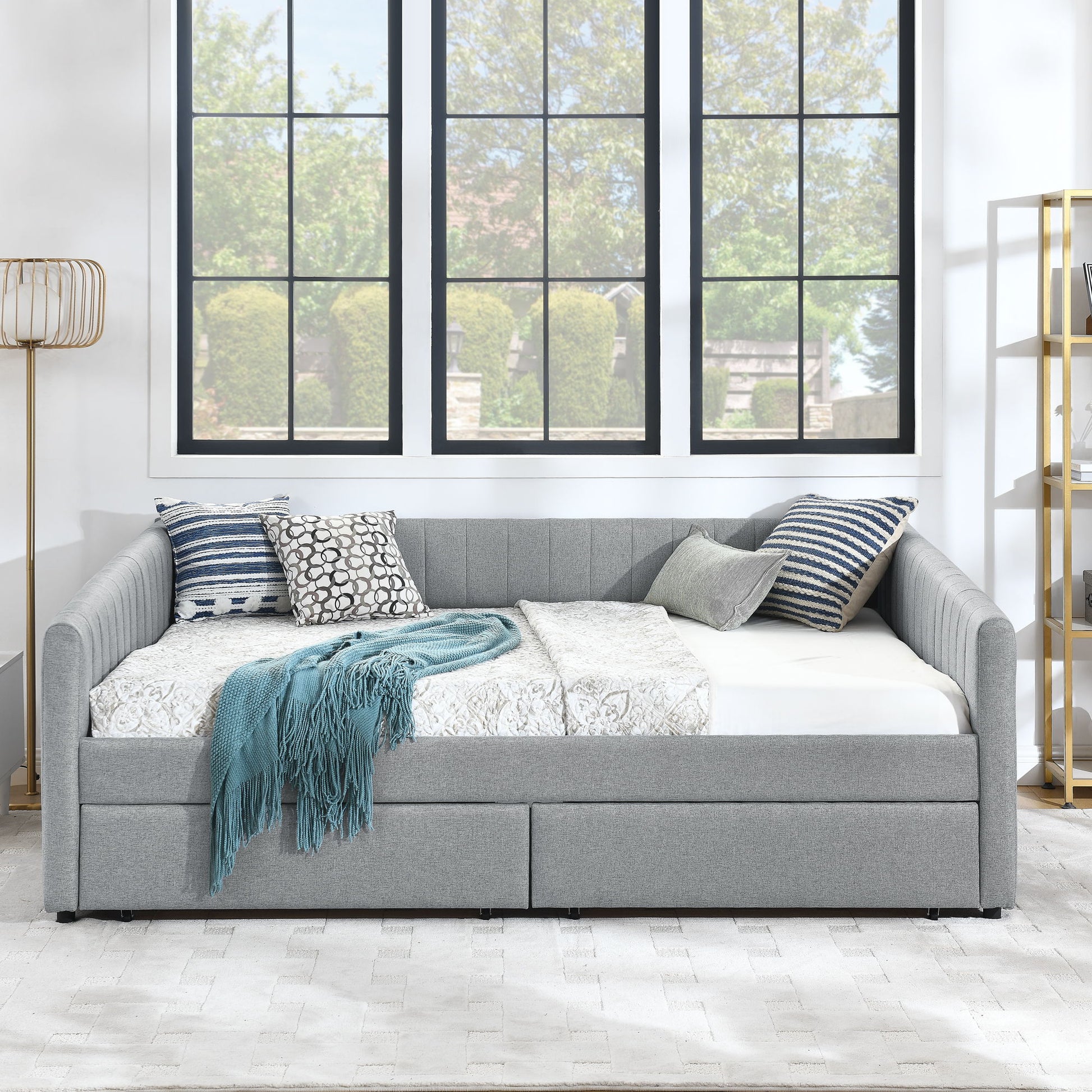 Upholstered Queen Daybed With 2 Drawers - The Sleep Loft - Online Mattress Showroom NYC