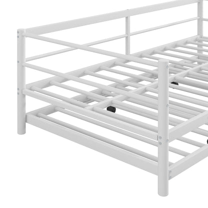 Industrial Metal Daybed With Adjustable Pop Up Trundle And LED Strip - The Sleep Loft - Online Mattress Showroom NYC