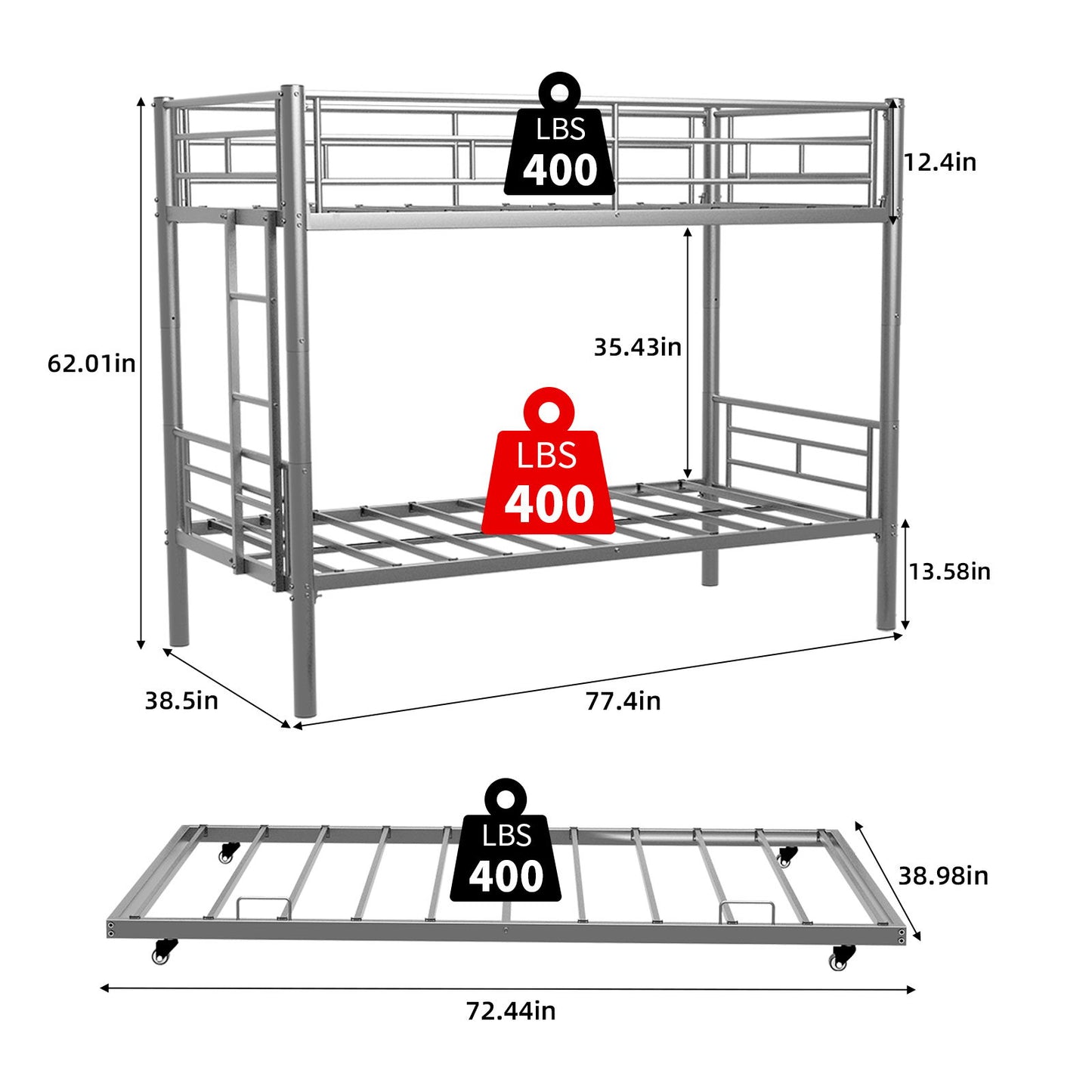 Bunk Bed For Kids, Convertible Frame With Ladders & Guardrail - The Sleep Loft - Online Mattress Showroom NYC
