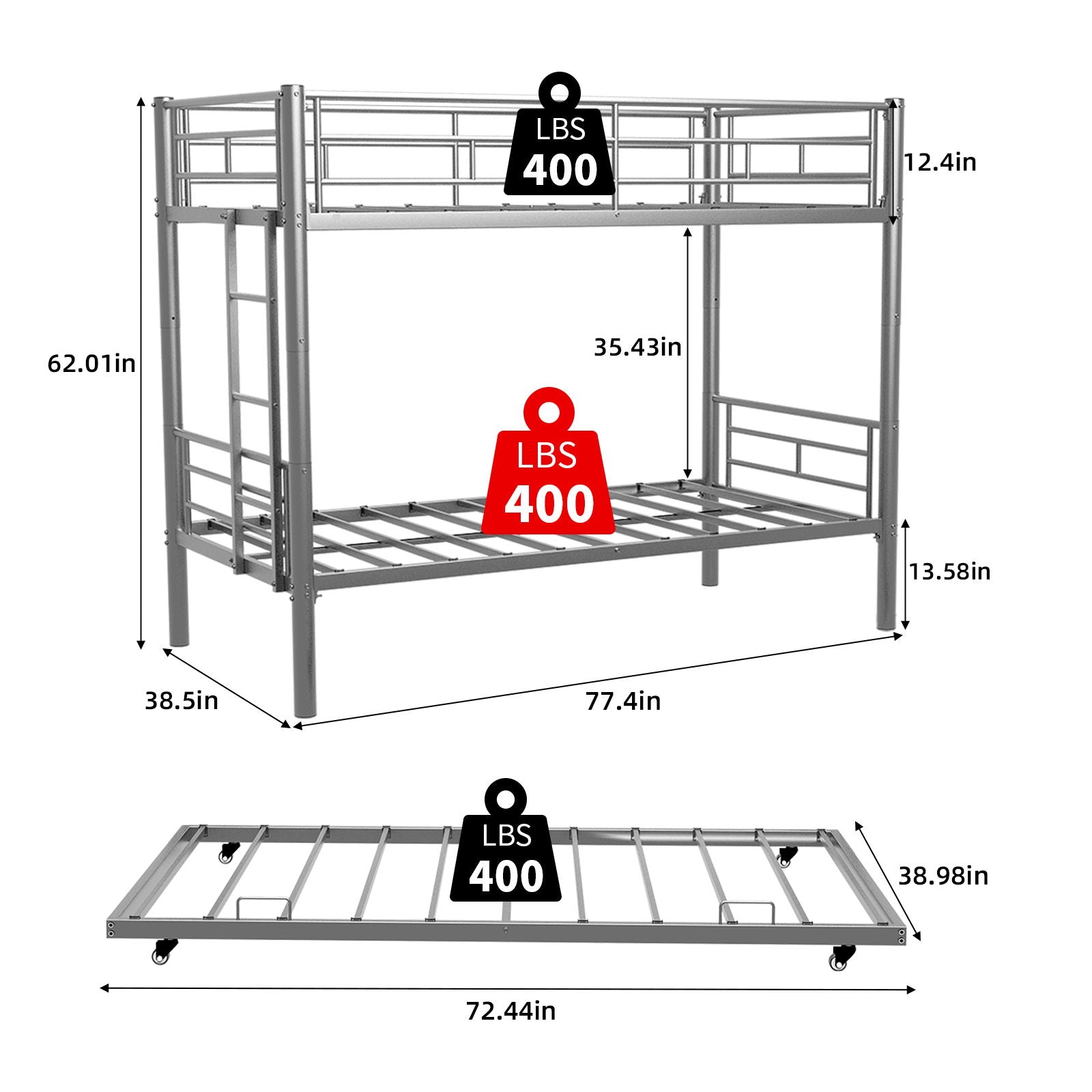 Bunk Bed For Kids, Convertible Frame With Ladders & Guardrail - The Sleep Loft - Online Mattress Showroom NYC