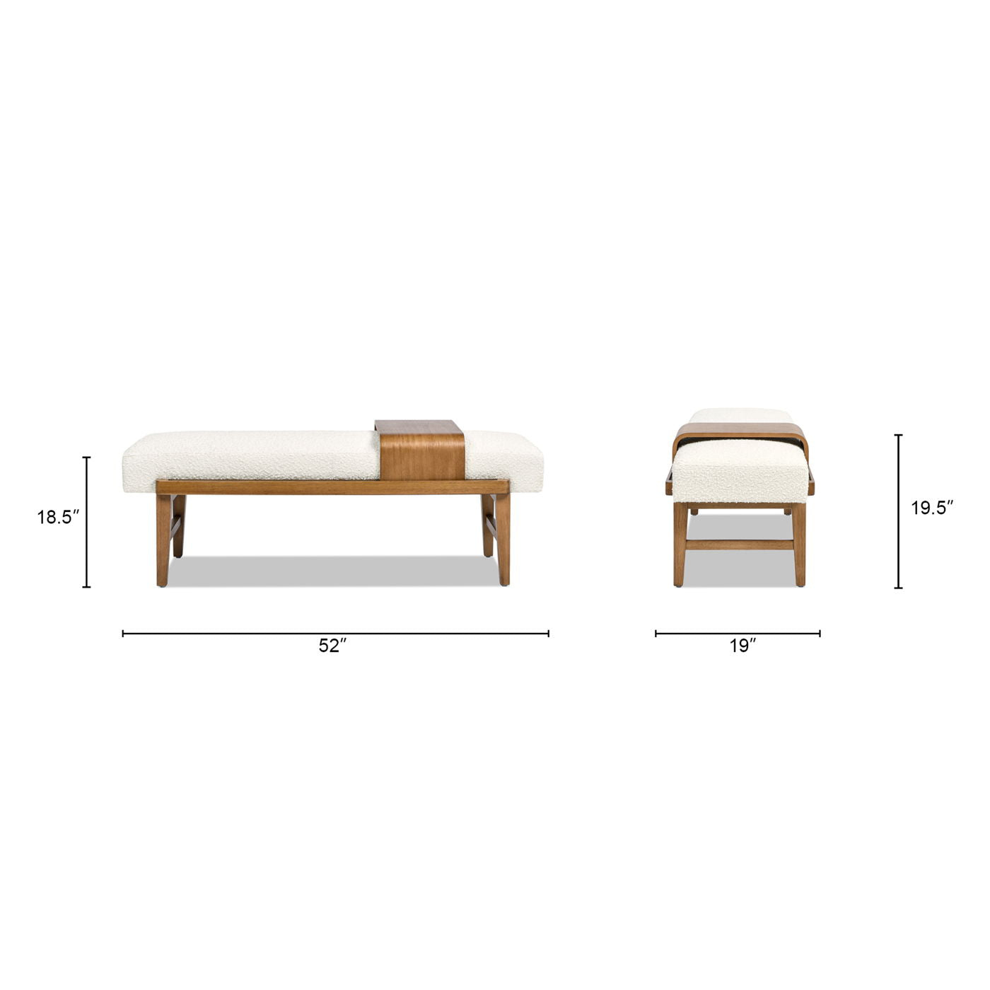 Billie - Modern Telephone Bench With Sliding Shelf - Ivory White - The Sleep Loft - Online Mattress Showroom NYC