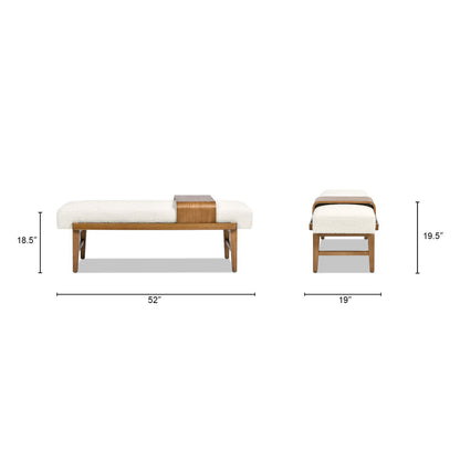Billie - Modern Telephone Bench With Sliding Shelf - Ivory White - The Sleep Loft - Online Mattress Showroom NYC