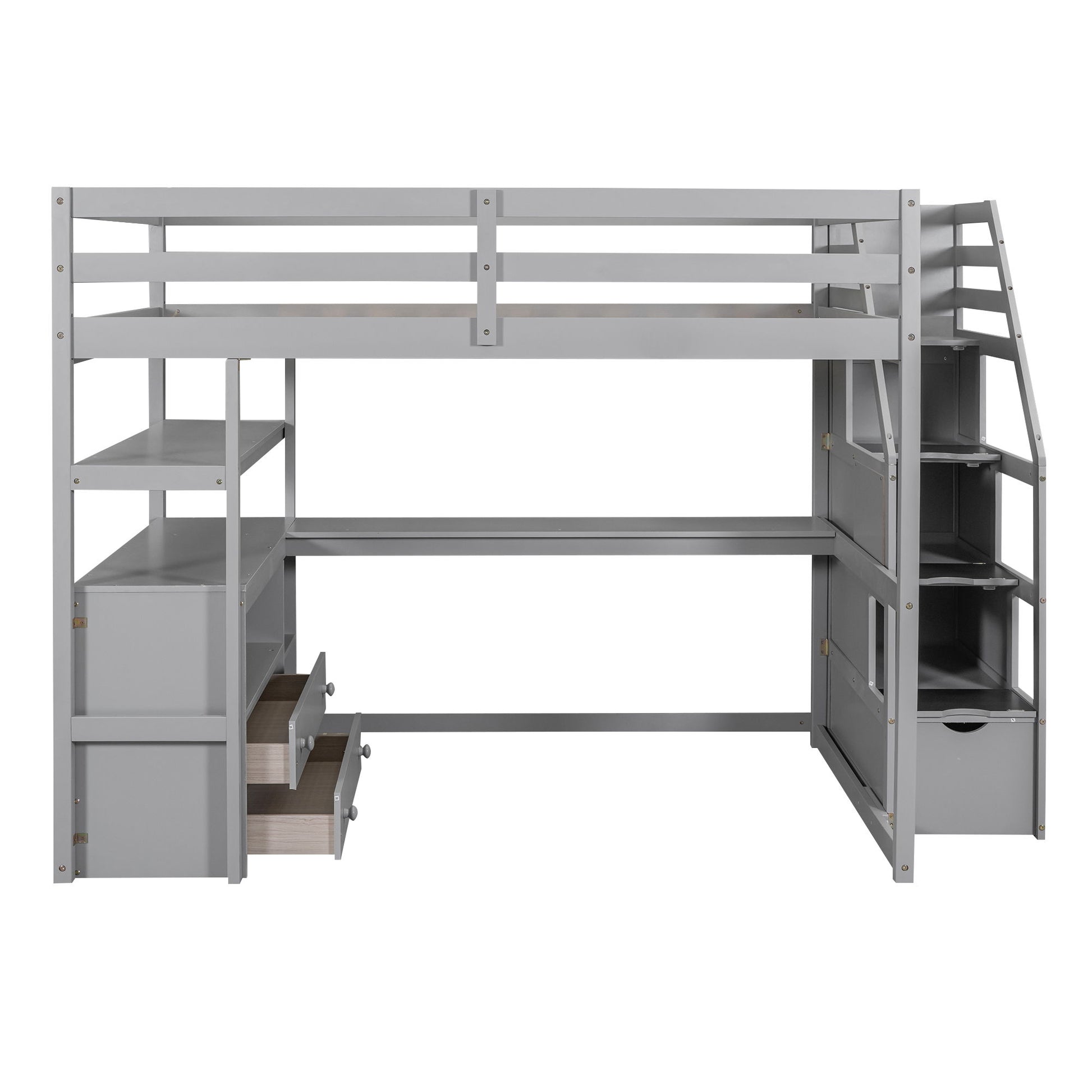 Loft Bed With Desk, Shelves, 2 Drawers, Storage Staircase - The Sleep Loft - Online Mattress Showroom NYC