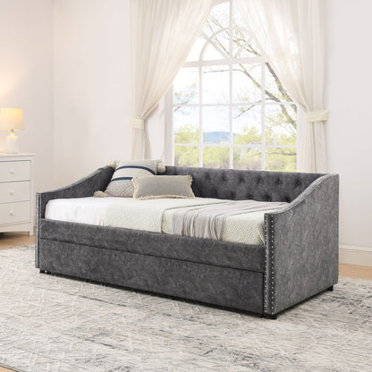 Upholstered Daybed With USB Charging & Pull Out Bed - The Sleep Loft - Online Mattress Showroom NYC
