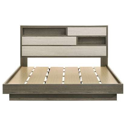 Eastern King Bed Bookcase Headboard With Hidden Storage - Oak - The Sleep Loft - Online Mattress Showroom NYC