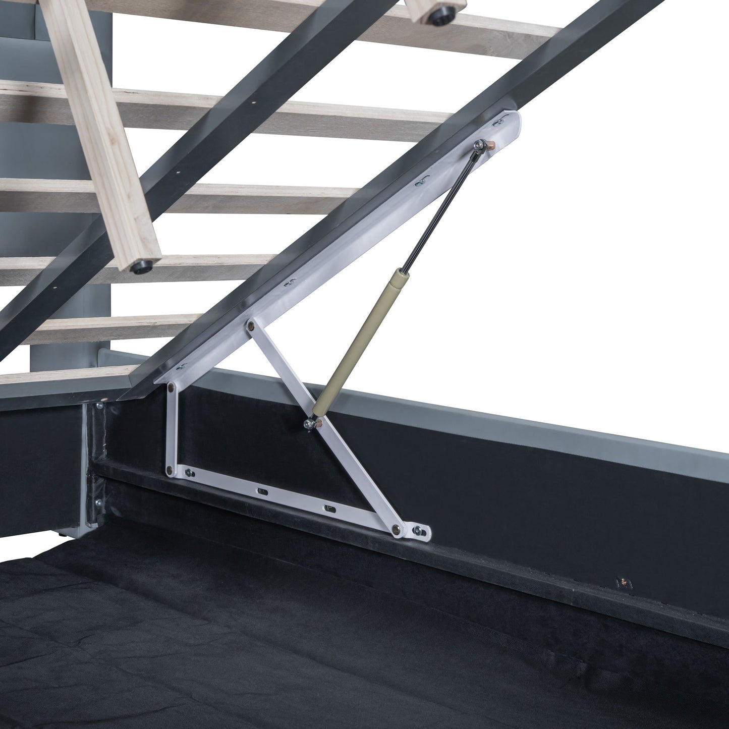 Upholstered Mother & Child Bed With Hydraulic Storage System, Drawer Box, Bedhead Storage Shelf And 2 Pairs Of Sockets & USB Ports - The Sleep Loft - Online Mattress Showroom NYC