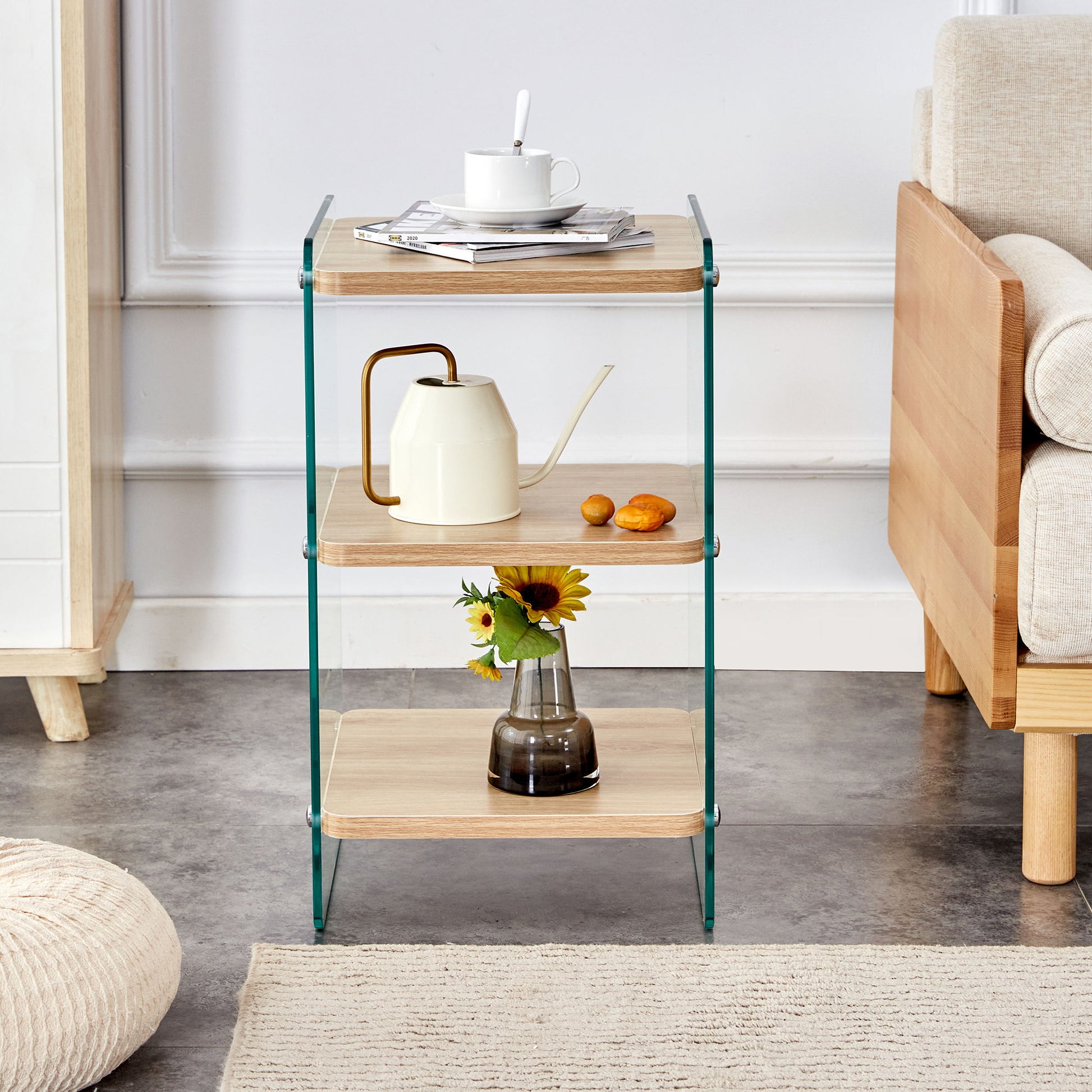 Modern 3 Layer Bedside Cabinet With Storage Function - The Sleep Loft - Online Mattress Showroom NYC