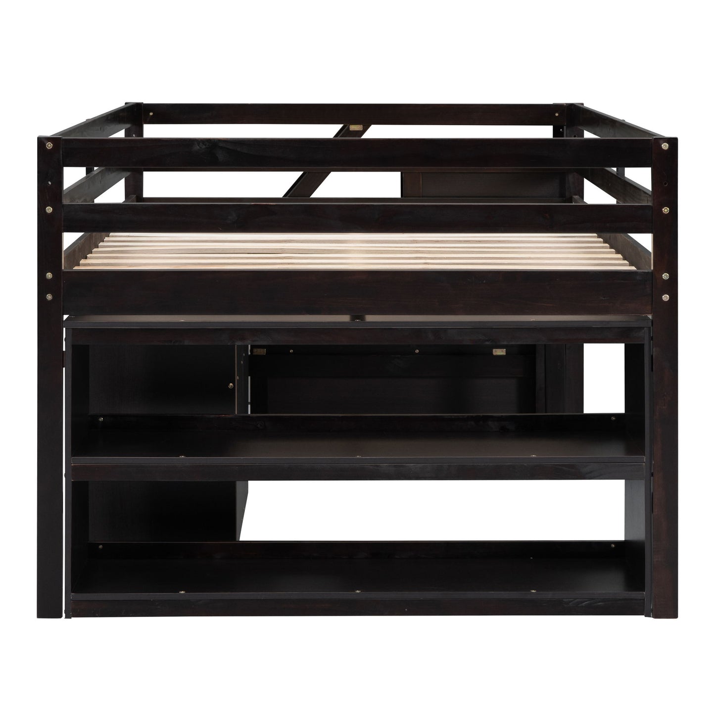 Loft Bed With Retractable Writing Desk And 3 Drawers With Storage Stairs And Shelves - The Sleep Loft - Online Mattress Showroom NYC