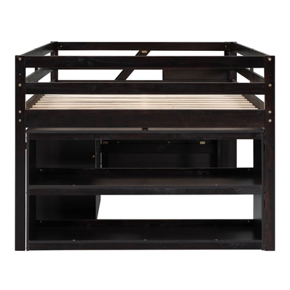 Loft Bed With Retractable Writing Desk And 3 Drawers With Storage Stairs And Shelves - The Sleep Loft - Online Mattress Showroom NYC