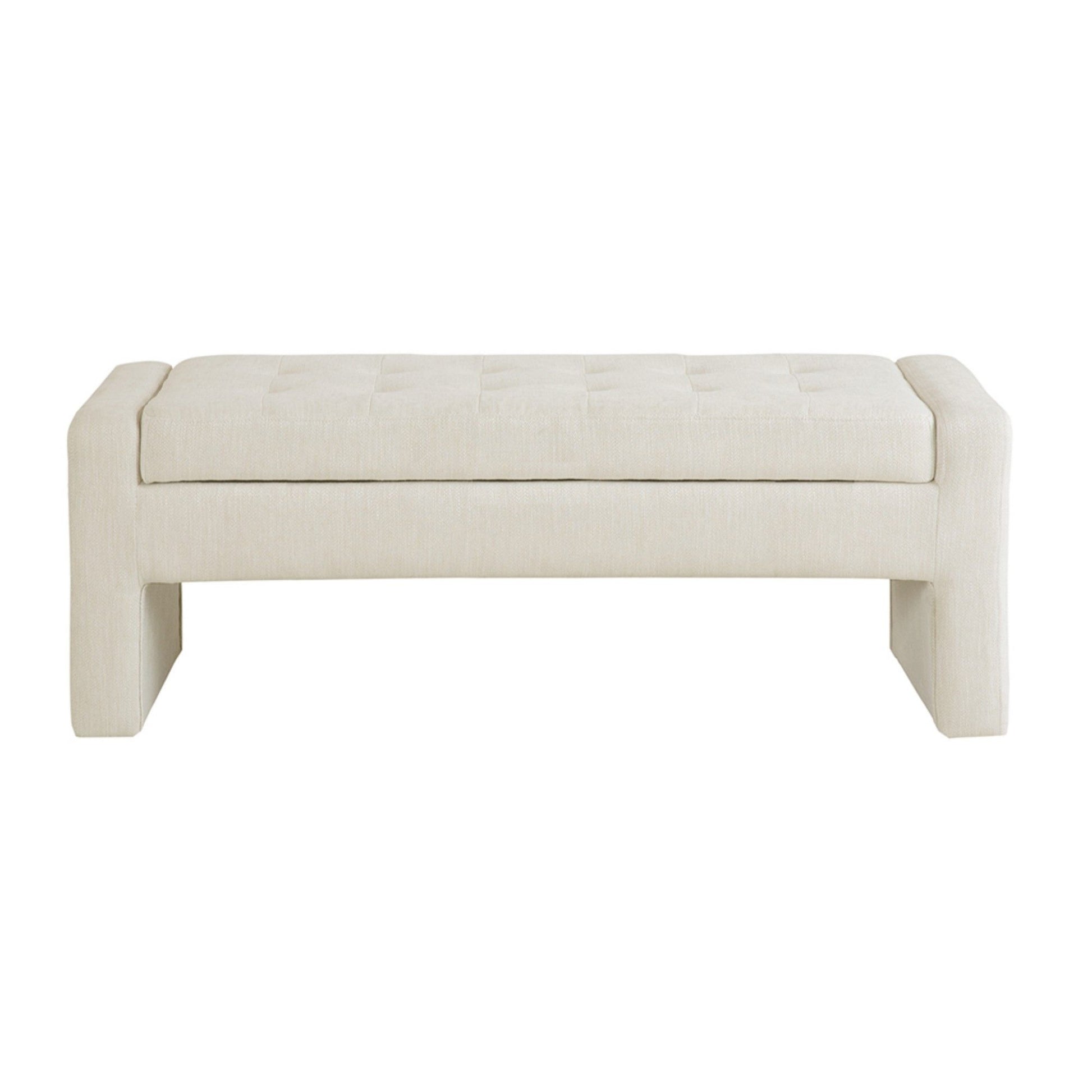 Elegant Soft Close Storage Bench Polyester Upholstery - Cream - The Sleep Loft - Online Mattress Showroom NYC