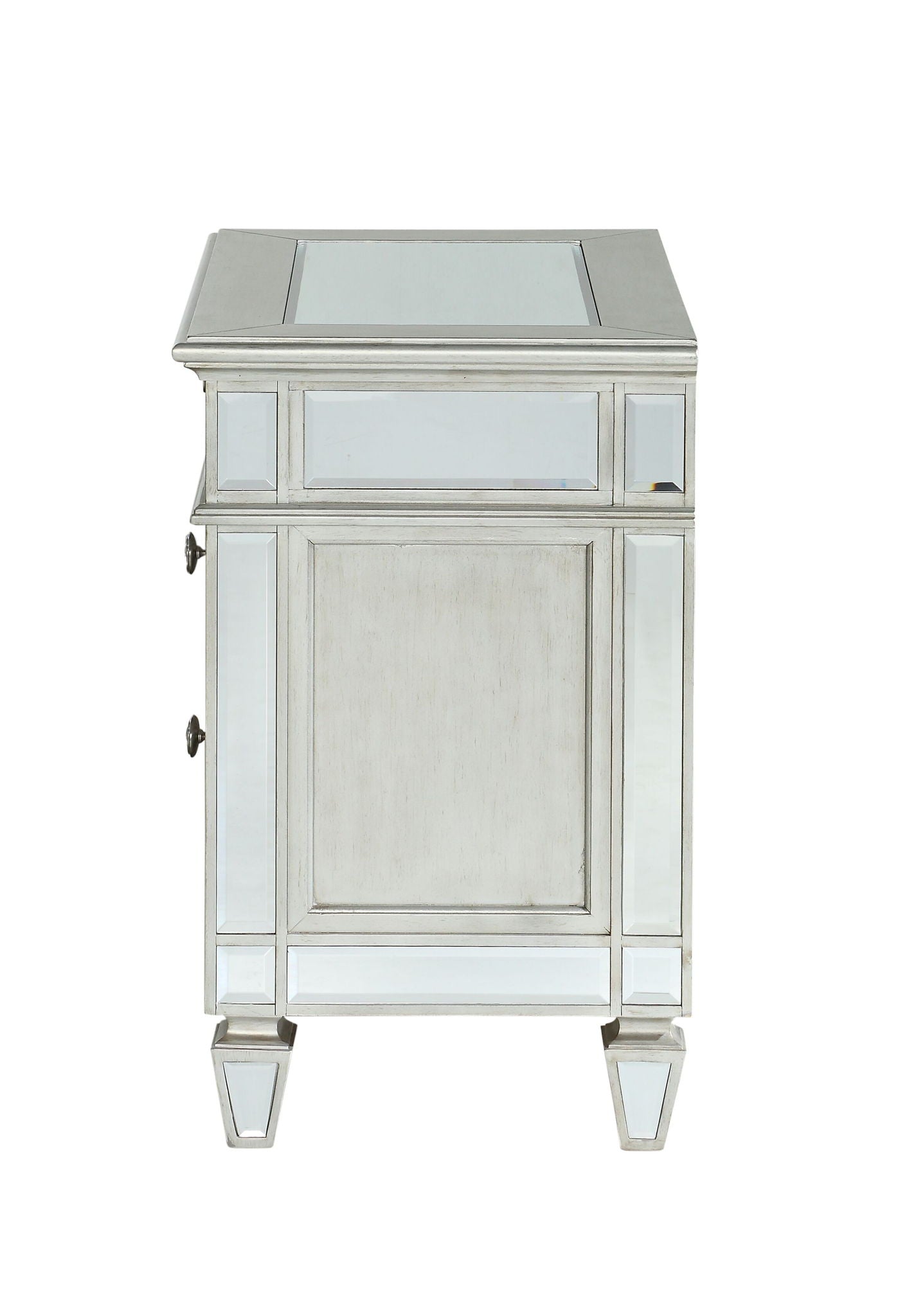 Varian - Mirrored Nightstand - Silver - The Sleep Loft - Online Mattress Showroom NYC