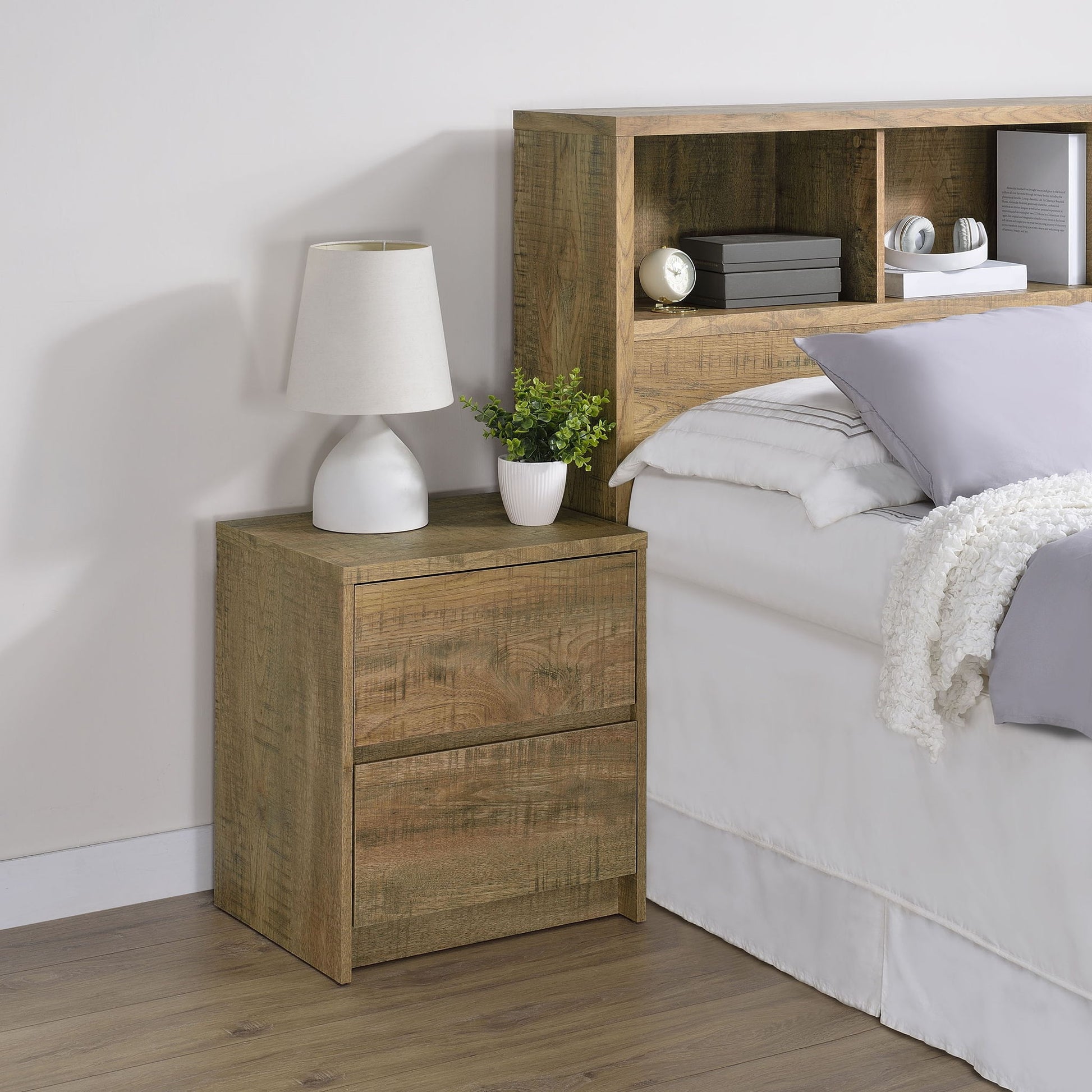 Transitional Nightstand With Dual USB Charging And Motion Sensor Light - The Sleep Loft - Online Mattress Showroom NYC
