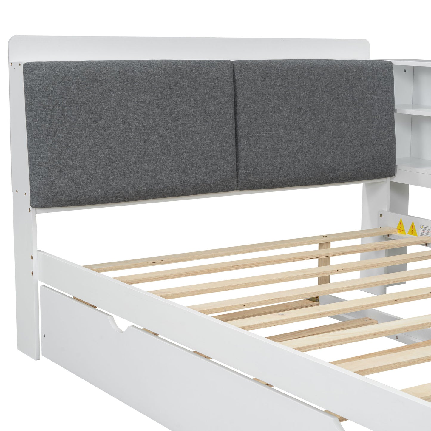 Platform Bed With Trundle, Shelves, And Storage Headboard - The Sleep Loft - Online Mattress Showroom NYC