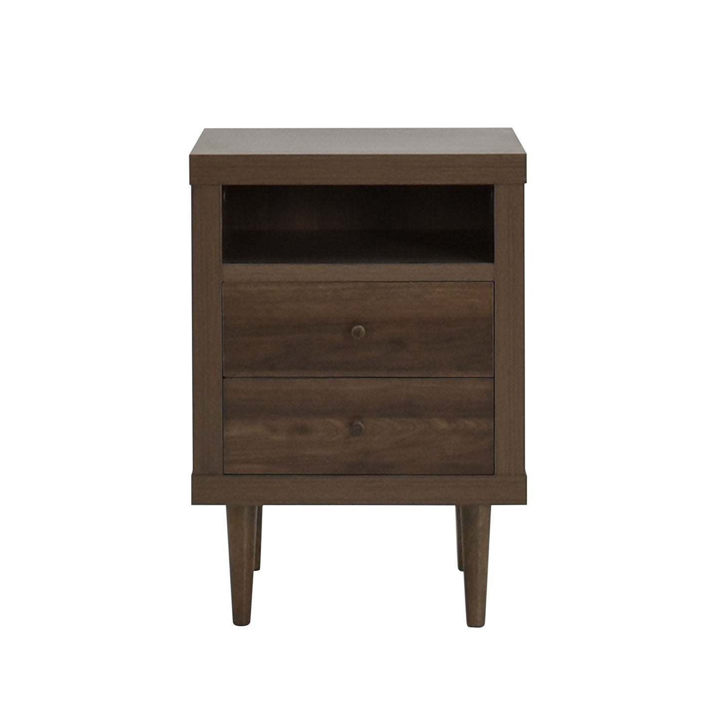 Nystrom - Mid Century Modern 2 Drawer Nightstand - The Sleep Loft - Online Mattress Showroom NYC
