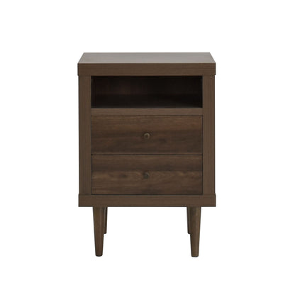 Nystrom - Mid Century Modern 2 Drawer Nightstand - The Sleep Loft - Online Mattress Showroom NYC