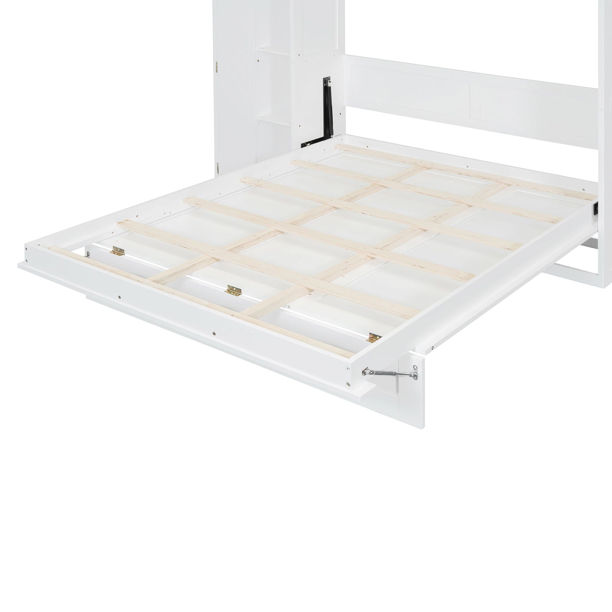 Murphy Wall Bed With Shelves, Wardrobe And LED Lights - The Sleep Loft - Online Mattress Showroom NYC