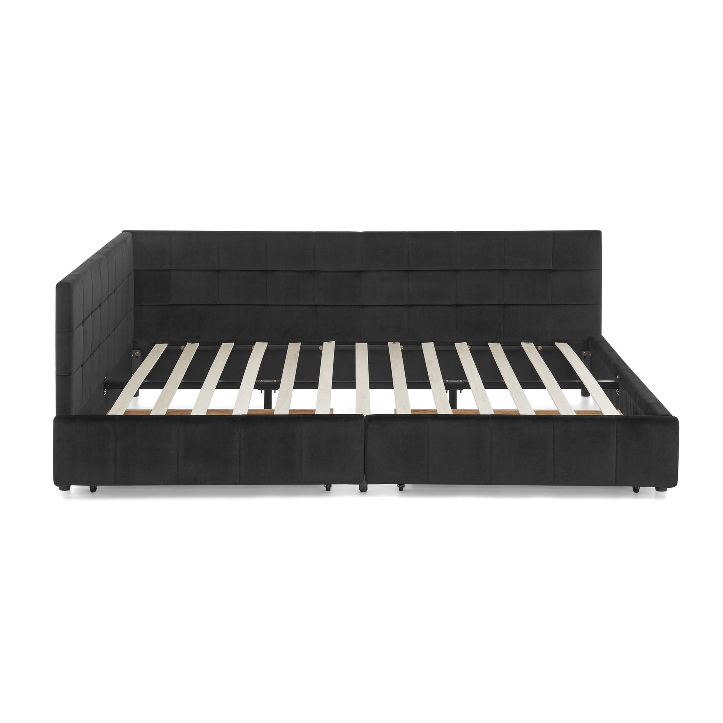 Mid-Century Storage Upholstered Tufted Bed Frame With Backrest And Armrests - The Sleep Loft - Online Mattress Showroom NYC