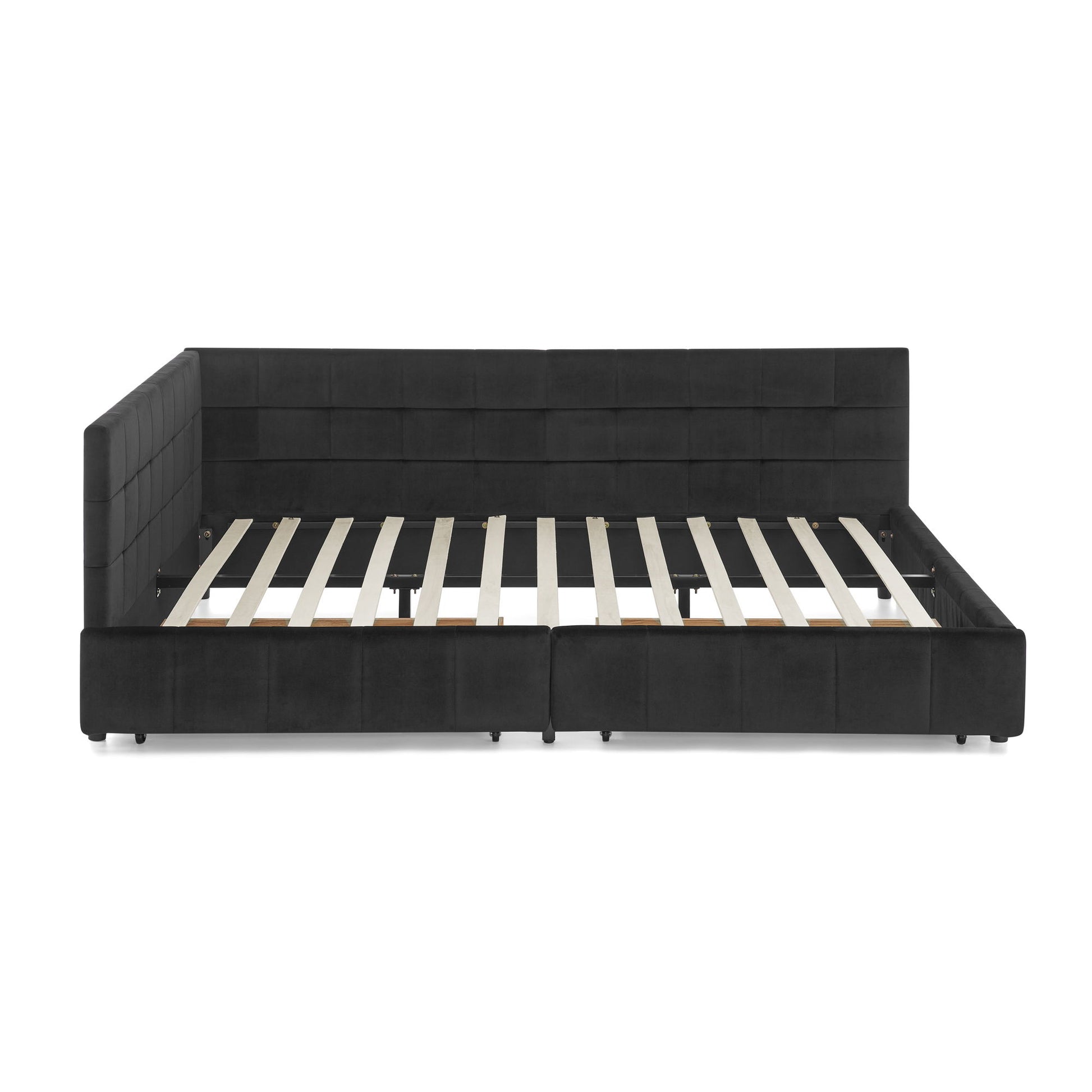 Mid-Century Storage Upholstered Tufted Bed Frame With Backrest And Armrests - The Sleep Loft - Online Mattress Showroom NYC