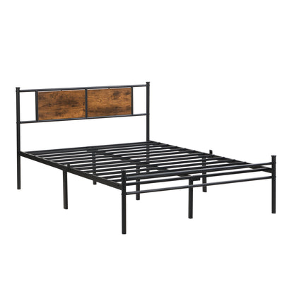 Modern Metal Bedframe With Headboard, Durable Steel Structure