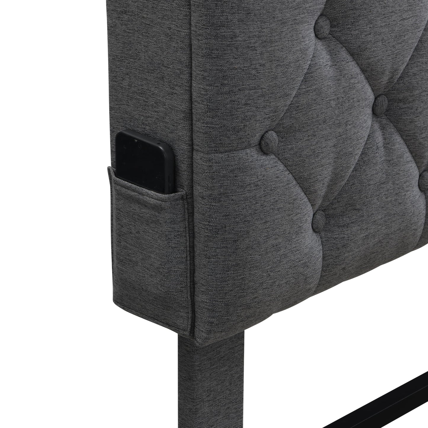 Modern Upholstered Platform Bed Frame With Button Tufted Headboard And USB Ports - The Sleep Loft - Online Mattress Showroom NYC