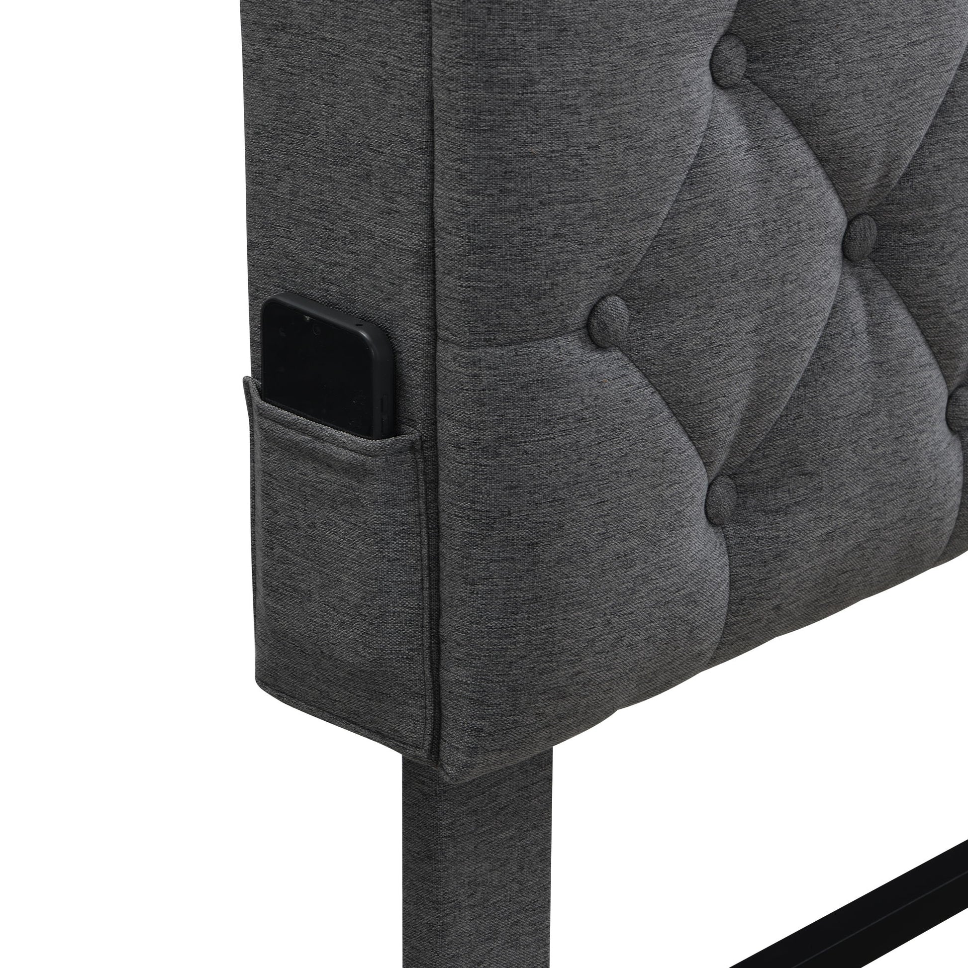 Modern Upholstered Platform Bed Frame With Button Tufted Headboard And USB Ports - The Sleep Loft - Online Mattress Showroom NYC