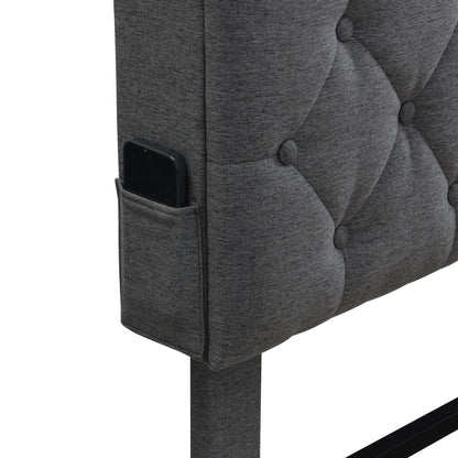 Modern Upholstered Platform Bed Frame With Button Tufted Headboard And USB Ports - The Sleep Loft - Online Mattress Showroom NYC