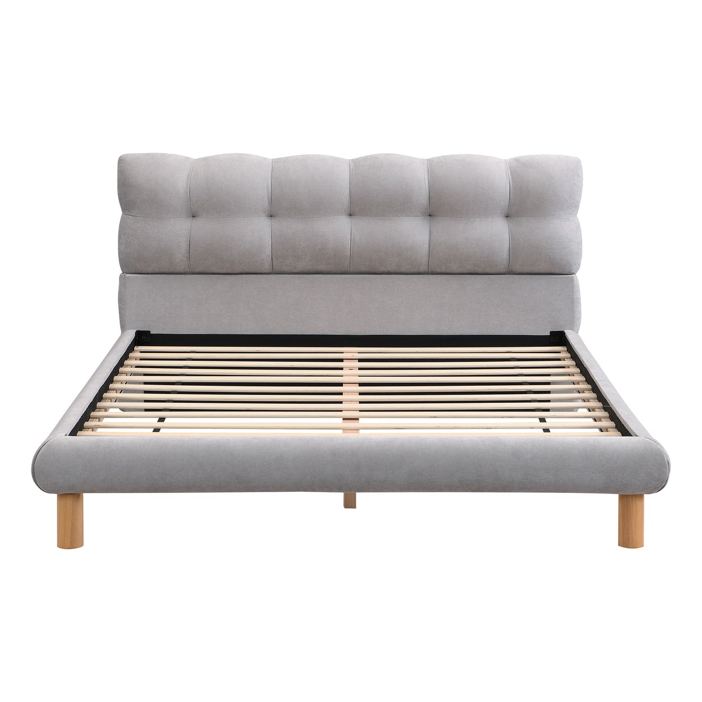 Upholstered Platform Bed Frame With Cookie Shaped Headboard - The Sleep Loft - Online Mattress Showroom NYC