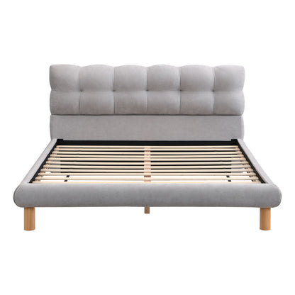 Upholstered Platform Bed Frame With Cookie Shaped Headboard - The Sleep Loft - Online Mattress Showroom NYC