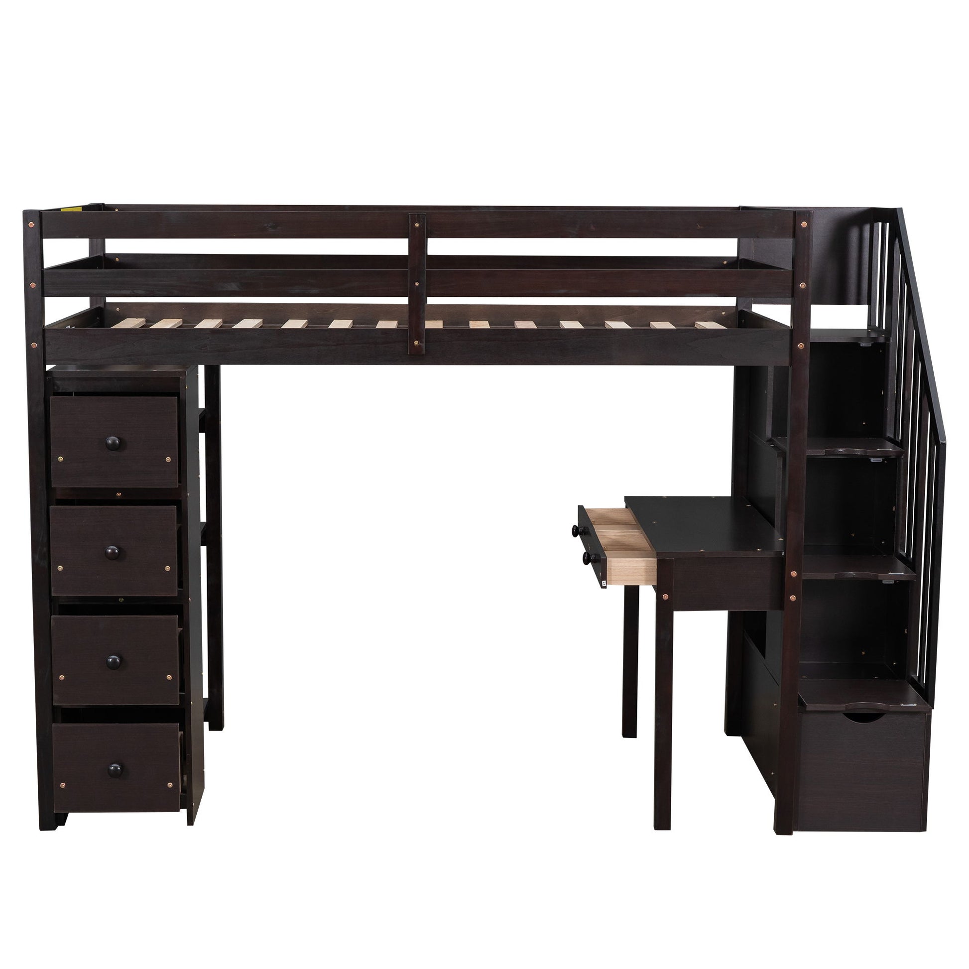 Loft Bed With Storage Drawers, Desk And Stairs With Shelves - The Sleep Loft - Online Mattress Showroom NYC