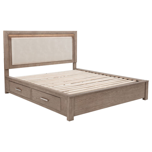 Gibbons - LED Storage Bed With Upholstered Headboard - The Sleep Loft - Online Mattress Showroom NYC