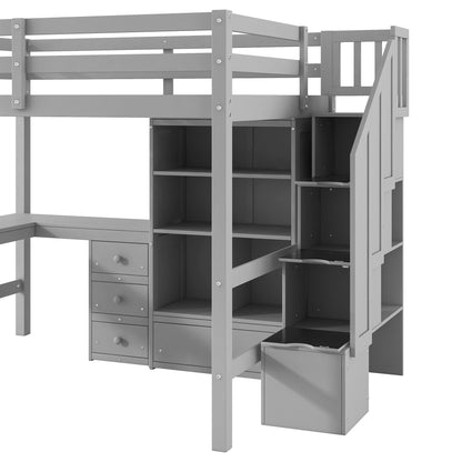 Loft Bed & L Shaped Desk, Drawers, Cabinet, And Storage Staircase - The Sleep Loft - Online Mattress Showroom NYC