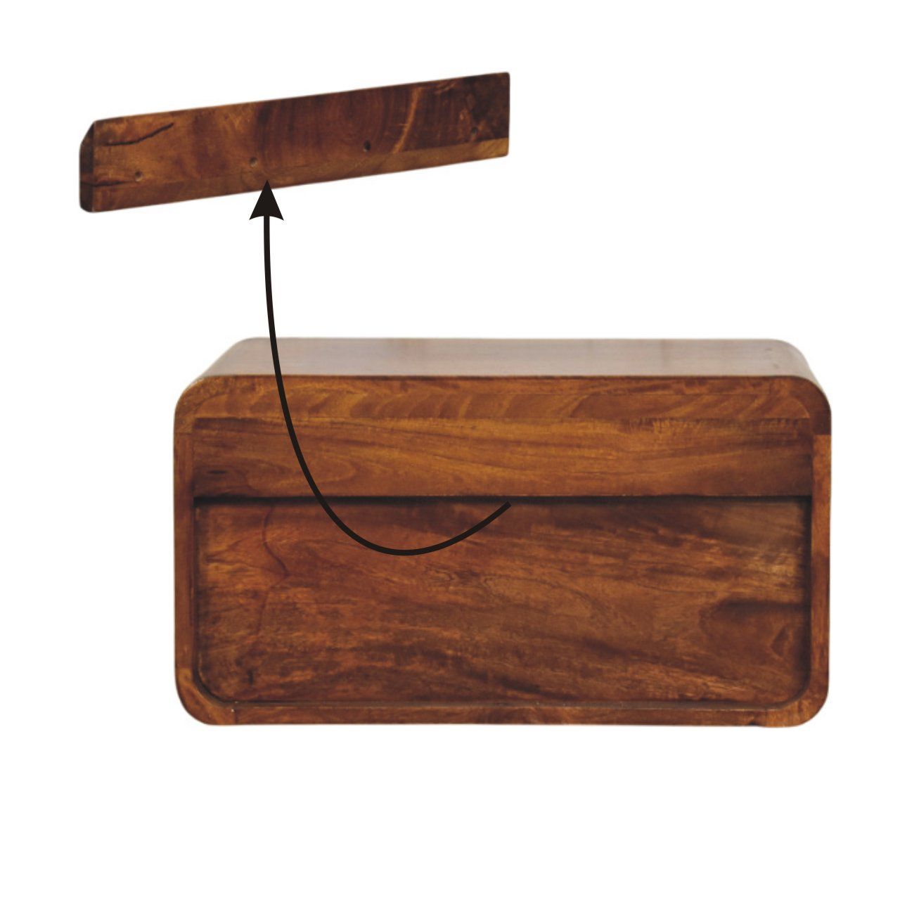 Curved Upper Slot Floating Nightstand - The Sleep Loft - Online Mattress Showroom NYC