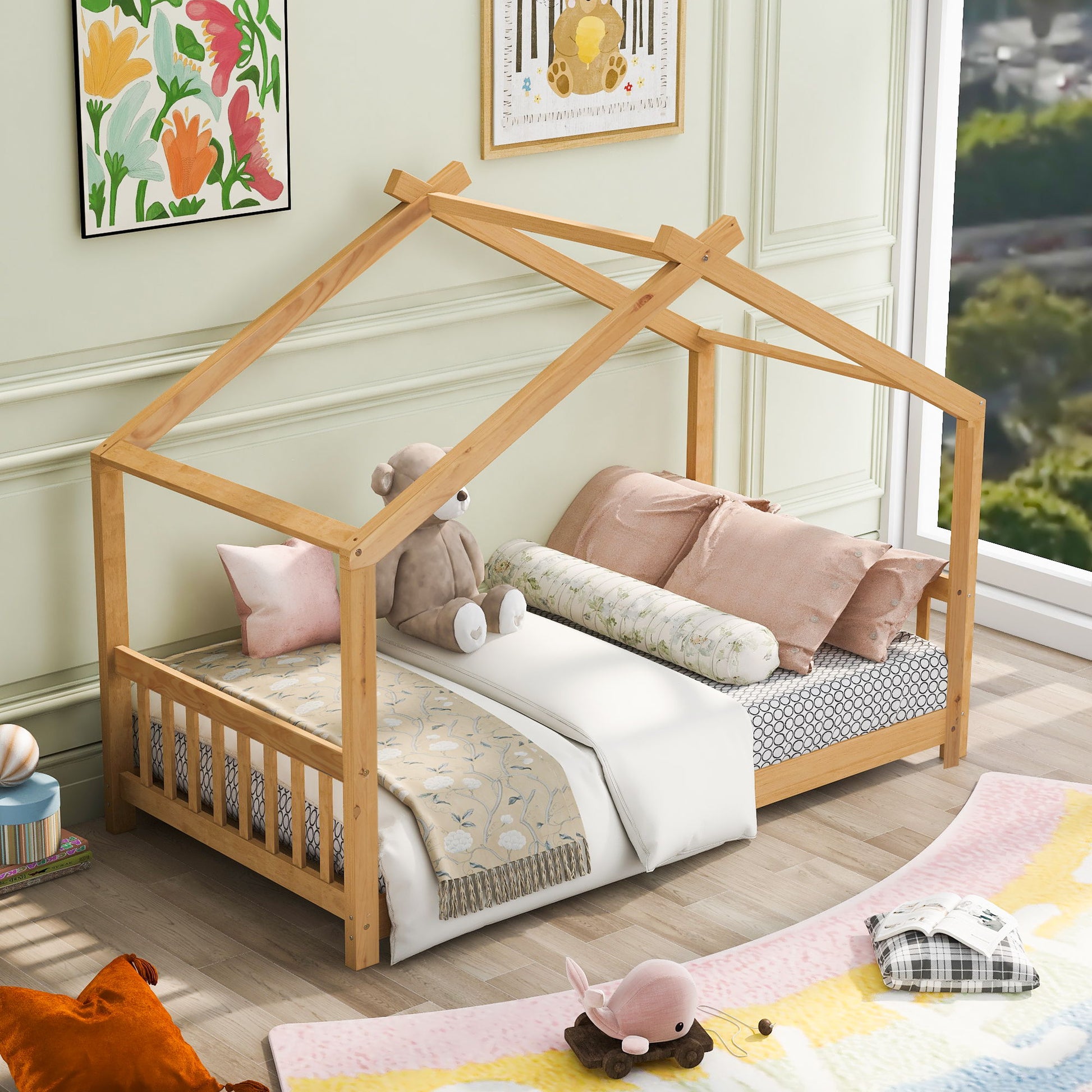 House Platform Bed With Headboard And Footboard, Roof Design - The Sleep Loft - Online Mattress Showroom NYC