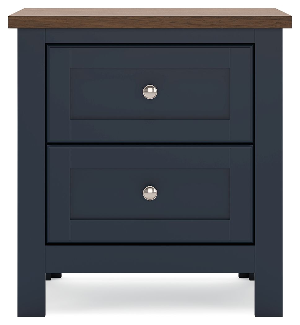 Landocken - Two Drawer Night Stand - Brown / Blue
