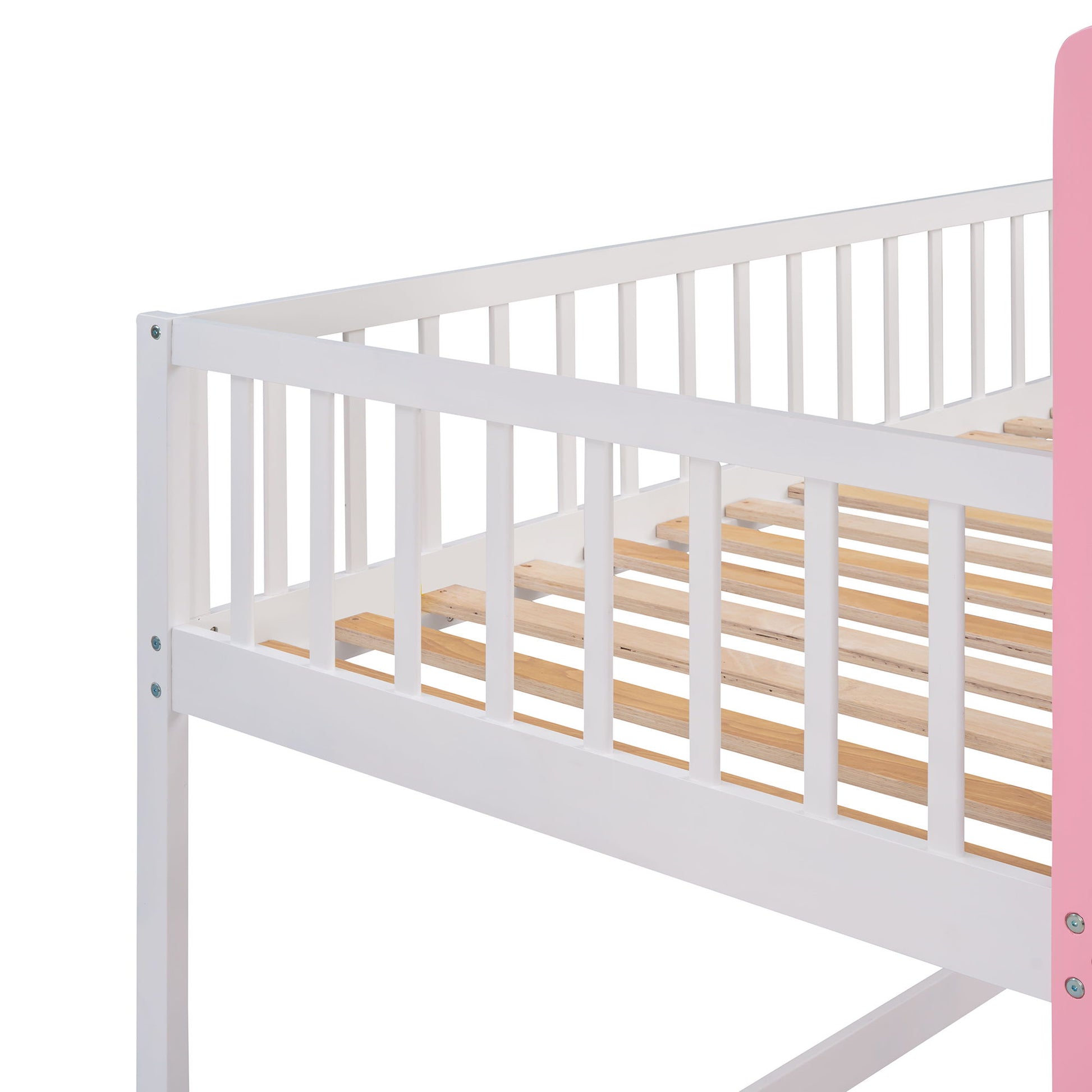 Twin Over Twin Castle Bunk Bed With Ladder - Pink - The Sleep Loft - Online Mattress Showroom NYC