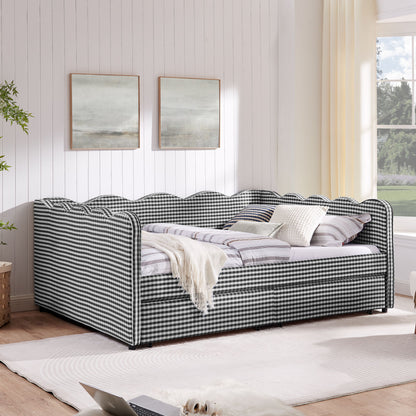Gingham Daybed With USB Charging Port, Wave-Shaped Design - The Sleep Loft - Online Mattress Showroom NYC