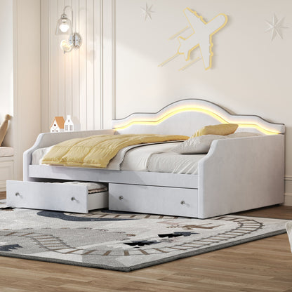 Upholstered Daybed With LED Lights And 2 Drawersme - The Sleep Loft - Online Mattress Showroom NYC