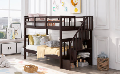 Stairway Bunk Bed With Storage And Guard Rail For Bedroom - The Sleep Loft - Online Mattress Showroom NYC