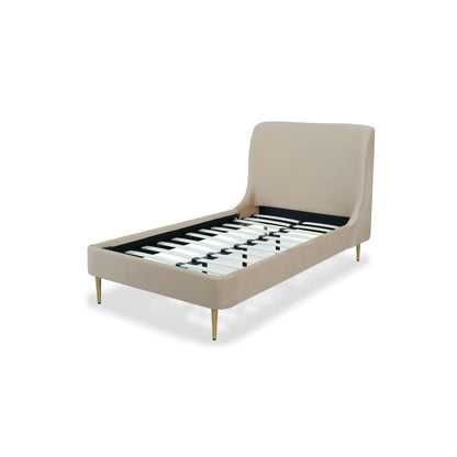 Mid-Century Modern Upholstered Bed With Curved Headboard - The Sleep Loft - Online Mattress Showroom NYC