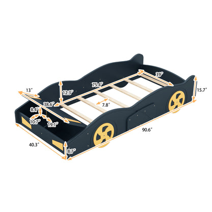 Race Car Shaped Platform Bed With Wheels And Storage - The Sleep Loft - Online Mattress Showroom NYC