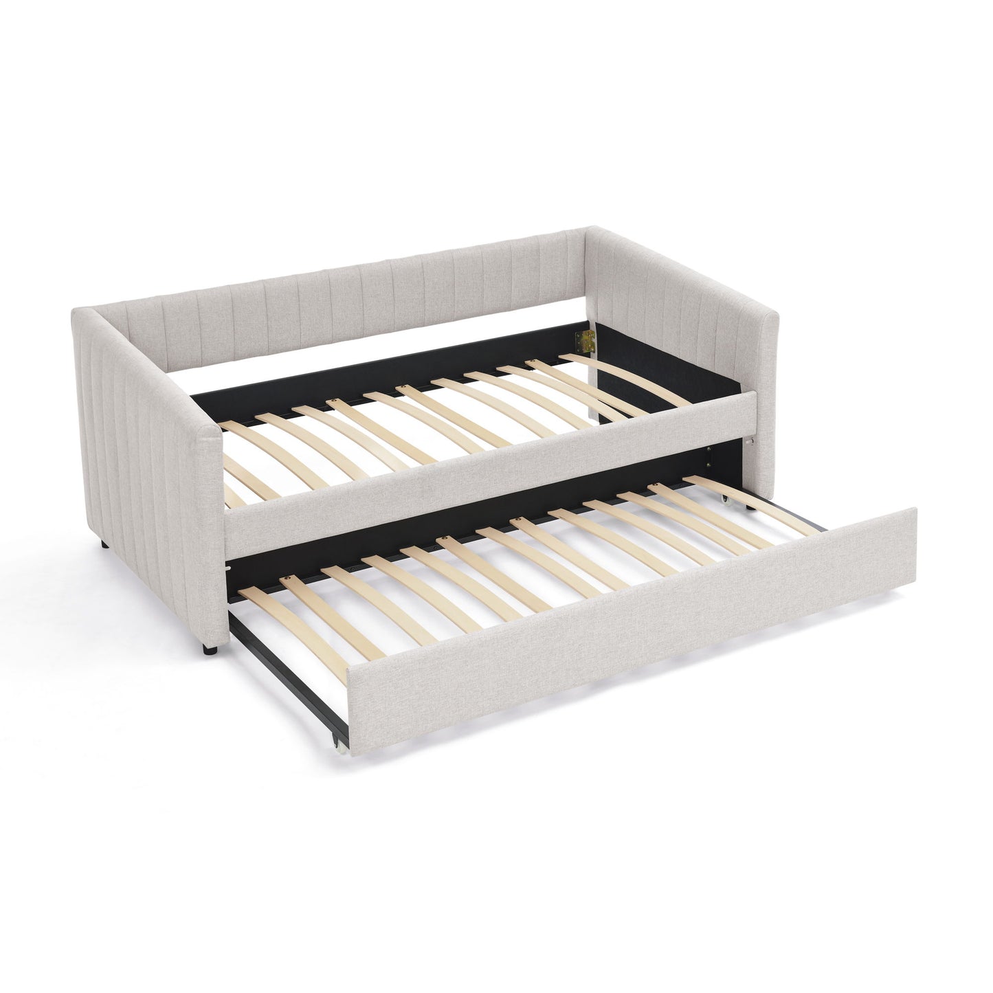 Upholstered Daybed With Trundle With Vertical Stripes - The Sleep Loft - Online Mattress Showroom NYC