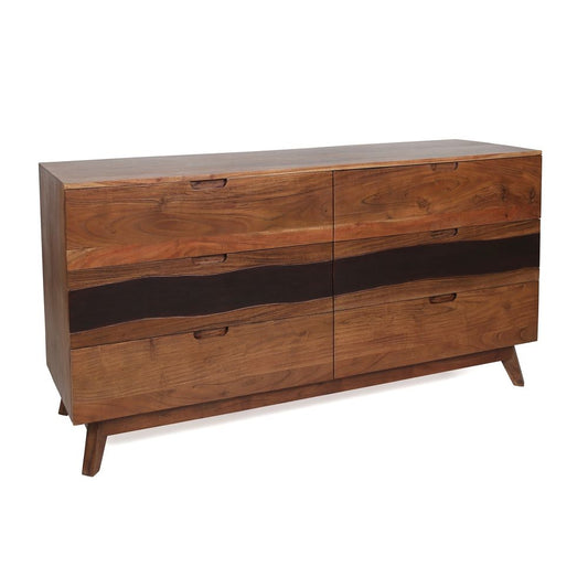 Sierra 6 Drawer Sideboard, Wood Credenza / Cabinets / Chests / Nightstands - Natural Wood / Brown - The Sleep Loft - Online Mattress Showroom NYC