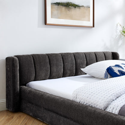 Modern Upholstered Bed Frame With Thick Fabric And Headboard - The Sleep Loft - Online Mattress Showroom NYC