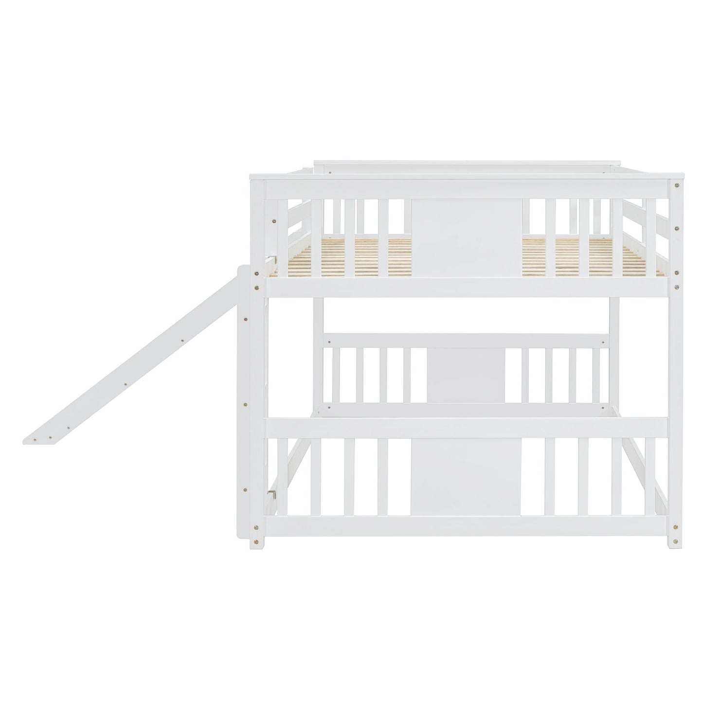 Full Over Full Bunk Bed With Ladder With Slide - White - The Sleep Loft - Online Mattress Showroom NYC