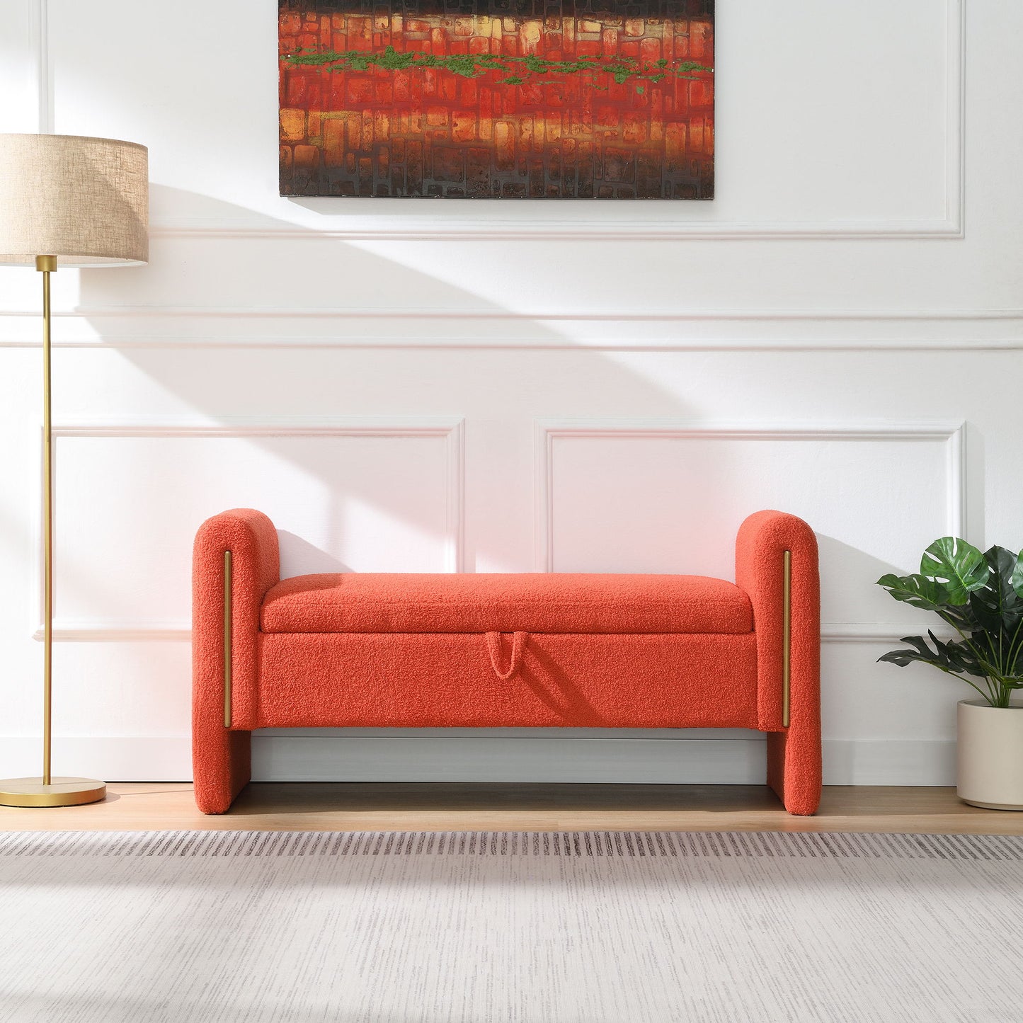 Modern Teddy Upholstered Large Bed End Bench With Arms And Storage - The Sleep Loft - Online Mattress Showroom NYC