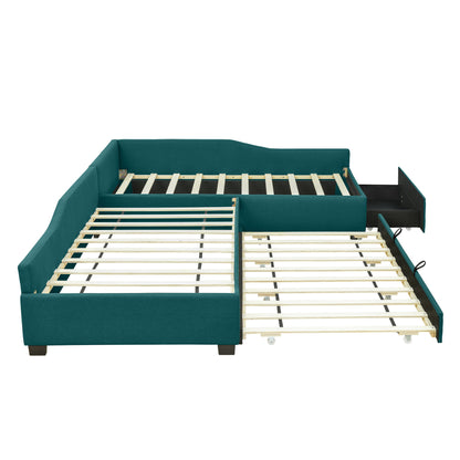 Upholstered Double Daybed With Trundle And Drawer - The Sleep Loft - Online Mattress Showroom NYC