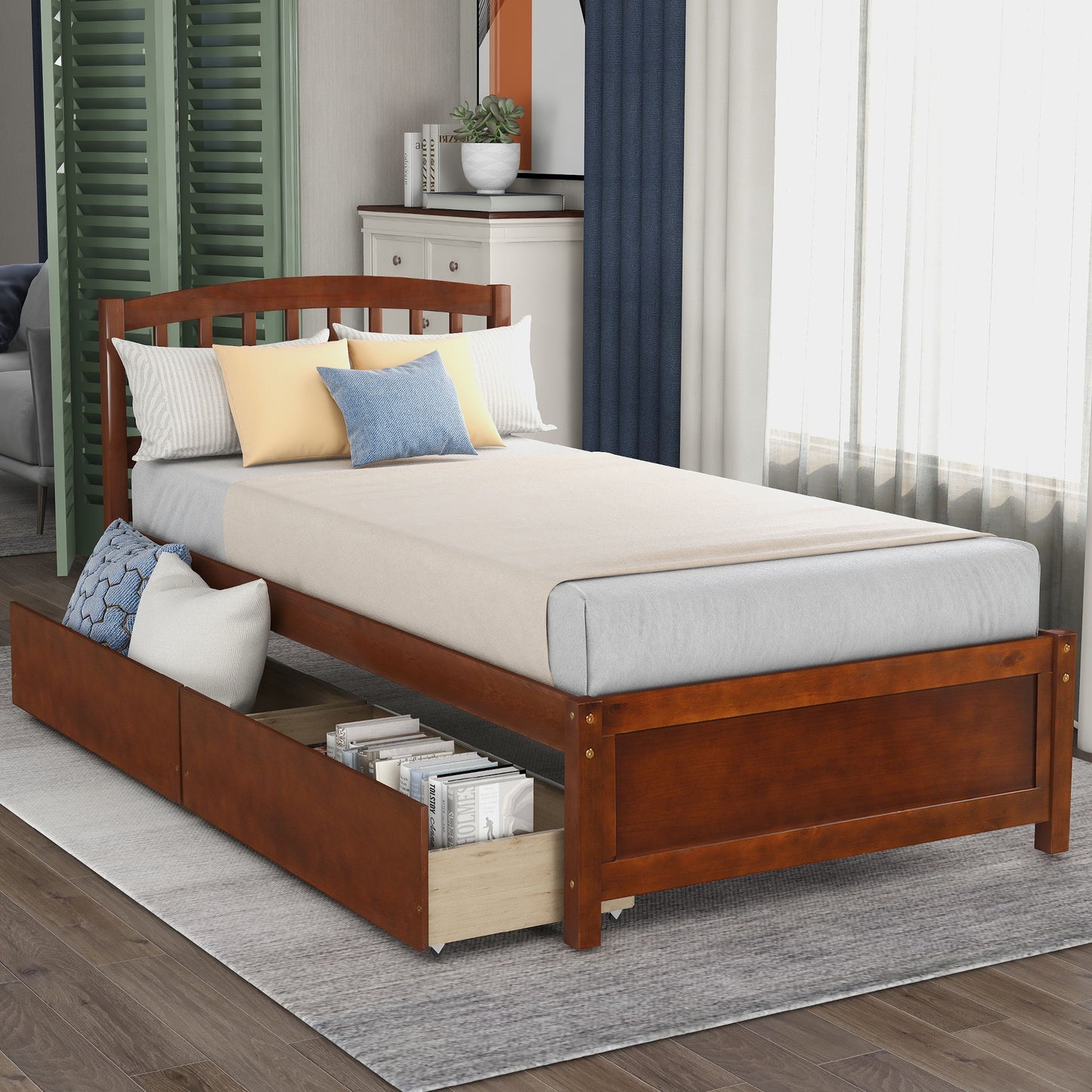 Platform Storage Bed Wood Bed Frame With Two Drawers And Headboard - The Sleep Loft - Online Mattress Showroom NYC