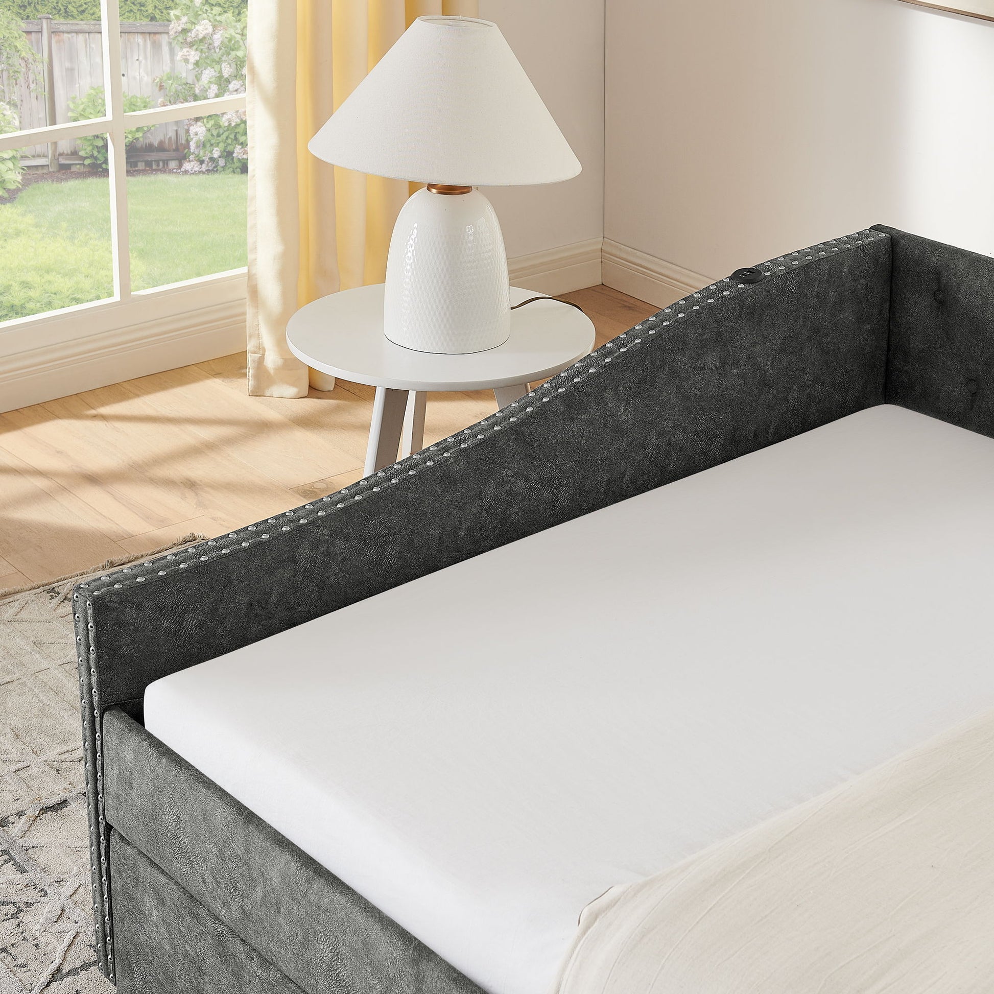 Upholstered Daybed With USB Charging & Pull Out Bed - The Sleep Loft - Online Mattress Showroom NYC
