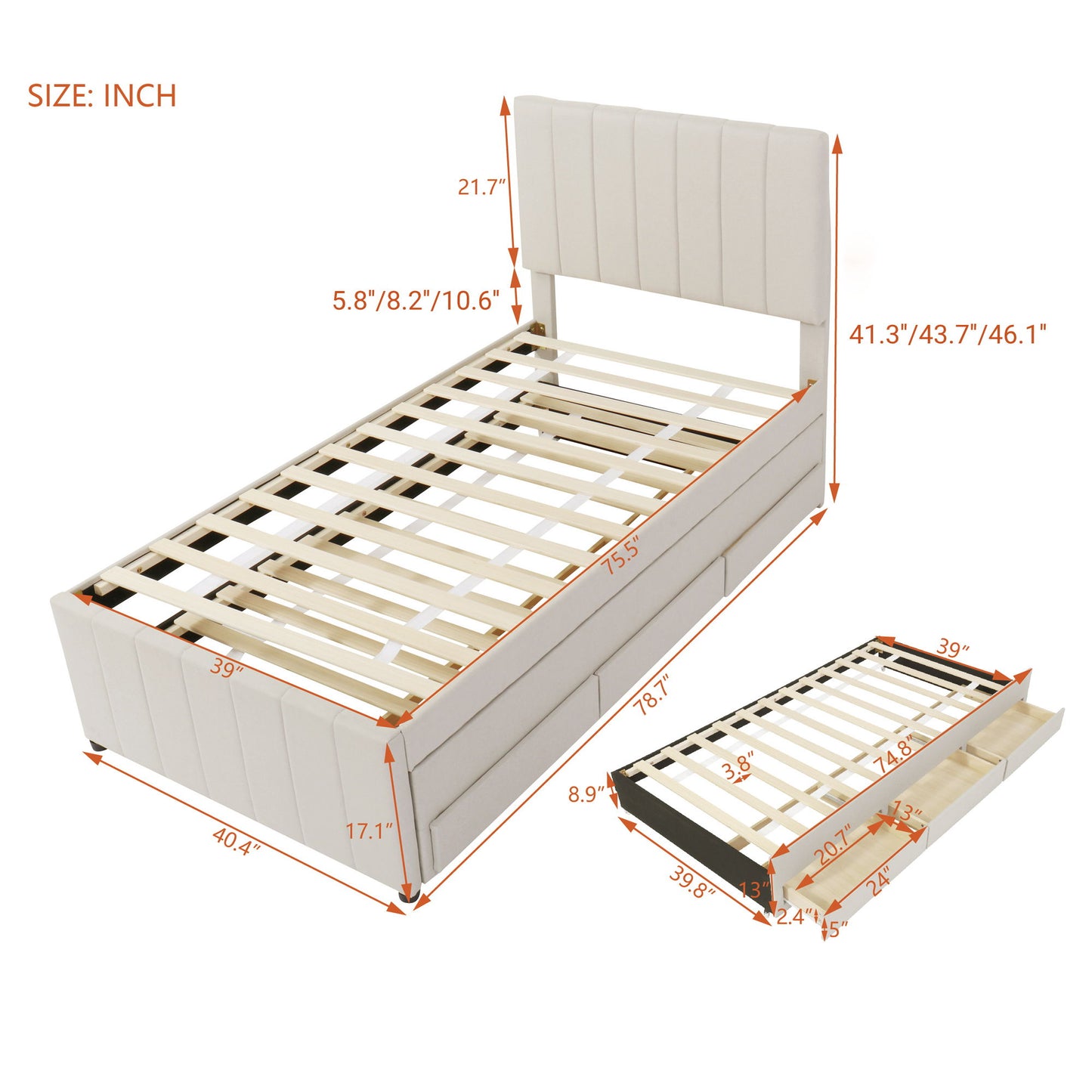 Upholstered Design Platform Bed With Trundle - The Sleep Loft - Online Mattress Showroom NYC